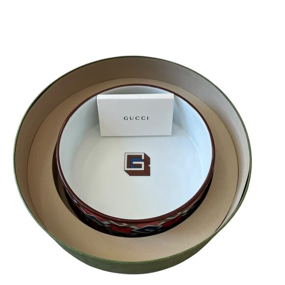 Gucci X Richard Ginori Geometric Dog Food Bowl Water Bowl Large w/ Box NEW - Picture 4 of 16